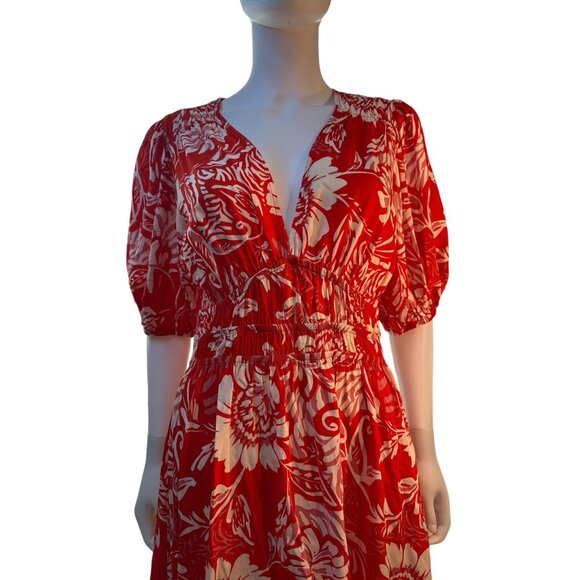 Abel The Label Womens Size L V-Neck Elastic Waist 100% Rayon Dress Good Con - Picture 3 of 8